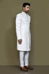 Buy_Aryavir Malhotra_Off White Sherwani Imported Jaquard Silk Bloom With Aligadhi Pant 