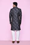 Shop_Arihant Rai Sinha_Black Jacquard, Silk Embroidery Botanic Bloom Sherwani With Aligadhi Pant _at_Aza_Fashions