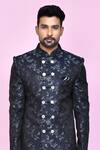 Buy Arihant Rai Sinha Blue Jacquard, Silk Embroidery Fleur Bloom Sherwani With Aligadhi Pant Online at Aza Fashions Buy_Arihant Rai Sinha_Blue Jacquard, Silk Embroidery Fleur Bloom Sherwani With Aligadhi Pant _Online_at_Aza_Fashions