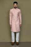 Buy_Arihant Rai Sinha_Blue Silk Checkered Woven Sherwani Set _Online_at_Aza_Fashions