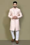 Buy_Aryavir Malhotra_Blue Sherwani Jacquard Silk Woven Florette Set _at_Aza_Fashions