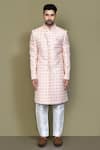 Buy_Aryavir Malhotra_Blue Sherwani Jacquard Silk Woven Florette Set _Online_at_Aza_Fashions