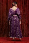 Shop_SHIKHAR SHARMA_Purple Lurex Cotton Embroidered Gota V-neck Textured Kaftan _at_Aza_Fashions