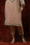 SHIKHAR SHARMA_Pink Kurta Velvet Embroidered Gota Round With Pant _Online_at_Aza_Fashions