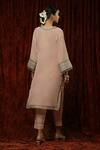 Shop_SHIKHAR SHARMA_Pink Kurta Velvet Embroidered Gota Round With Pant _at_Aza_Fashions