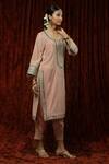Buy_SHIKHAR SHARMA_Pink Kurta Velvet Embroidered Gota Round With Pant _Online_at_Aza_Fashions