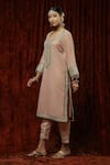 Shop_SHIKHAR SHARMA_Pink Kurta Velvet Embroidered Gota Round With Pant _Online_at_Aza_Fashions