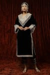 Buy Shikhar Sharma Black Velvet, Silk, Chanderi Pearls Round Neck Dori Embroidered Kurta With Pant at Aza Fashions Buy_Shikhar Sharma_Black Velvet, Silk, Chanderi Pearls Round Neck Dori Embroidered Kurta With Pant _at_Aza_Fashions
