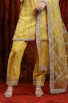 Shikhar Sharma_Yellow Cotton, Lurex, Silk, Chanderi, Net Embroidery, Gota Kurta Pant Set _at_Aza_Fashions