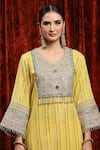 Buy_SHIKHAR SHARMA_Yellow Kurta Cotton Lurex Embroidered Gota Mirrorwork Dot Pattern Sharara Set 