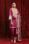 Buy_SHIKHAR SHARMA_Pink Kurta Cotton Lurex Embroidered Gota Dori Set With Silk Chanderi Pant _at_Aza_Fashions