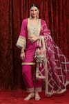 SHIKHAR SHARMA_Pink Kurta Cotton Lurex Embroidered Gota Dori Set With Silk Chanderi Pant _Online_at_Aza_Fashions