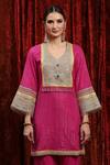 Buy_SHIKHAR SHARMA_Pink Kurta Cotton Lurex Embroidered Gota Dori Set With Silk Chanderi Pant _Online_at_Aza_Fashions