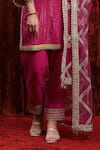 Shop_SHIKHAR SHARMA_Pink Kurta Cotton Lurex Embroidered Gota Dori Set With Silk Chanderi Pant _Online_at_Aza_Fashions