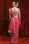 Shop_SHIKHAR SHARMA_Pink Saree Georgette Embroidered Gota V-neck Border Set _at_Aza_Fashions