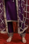 SHIKHAR SHARMA_Purple Kurta Cotton Lurex Embroidery Gota Paan Neck Placket Straight Set _Online_at_Aza_Fashions