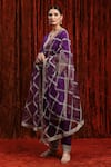 Shop_SHIKHAR SHARMA_Purple Kurta Cotton Lurex Embroidery Gota Paan Neck Placket Straight Set _Online_at_Aza_Fashions