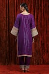 Shop_SHIKHAR SHARMA_Purple Kurta Cotton Lurex Embroidery Gota Paan Neck And Dori Set _at_Aza_Fashions