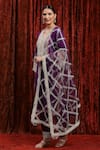 Shop_SHIKHAR SHARMA_Purple Kurta Cotton Lurex Embroidery Gota Paan Neck And Dori Set _Online_at_Aza_Fashions