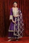 Buy_SHIKHAR SHARMA_Purple Kurta Cotton Lurexsharara Silk Chanderi Embroidery Gota Bodice Set _at_Aza_Fashions