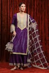 Shop_SHIKHAR SHARMA_Purple Kurta Cotton Lurexsharara Silk Chanderi Embroidery Gota Bodice Set _Online_at_Aza_Fashions