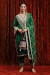 Shop_SHIKHAR SHARMA_Green Kurta Cotton Lurex Embroidery Gota V Neck Geometric Dori And Pant Set _Online_at_Aza_Fashions