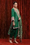 SHIKHAR SHARMA_Green Kurta Cotton Lurex Embroidery Contrast Dori Straight Pant Set _Online_at_Aza_Fashions