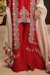 Prisho_Red Silk Embroidery Zardozi Round Gul Kurta Sharara Set  _Online_at_Aza_Fashions