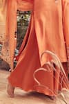 Prisho_Orange Silk Embroidery Thread Work Gardenia Yoke Kurta Sharara Set  _Online_at_Aza_Fashions