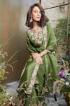 Buy_Prisho_Green Cotton Embroidery Zardozi Notched Florence Kurta Sharara Set  _at_Aza_Fashions