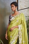 Shop_Prisho_Green Silk Embroidery Zardozi Semi Bahar Buta Saree With Blouse  _at_Aza_Fashions