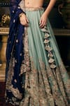 Prisho_Blue Organza Embroidery Florid Zardozi And Dori Bridal Lehenga Set  _Online_at_Aza_Fashions