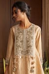 Shop_Prisho_Beige Silk Embroidery Thread Work Round Dori Bloom Anarkali With Pant  _at_Aza_Fashions