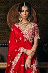 Shop_Prisho_Red Silk Embroidery Zardozi Round Mughal Bahar Bridal Lehenga Set  _at_Aza_Fashions