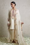 Buy_Prisho_Ivory Kurta Silk Embroidered Dori Round Dhoti Skirt Set _at_Aza_Fashions