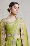 Shop_Prisho_Green Blouse Silk Embroidered Dori Floral Border Dhoti Skirt Set  _at_Aza_Fashions