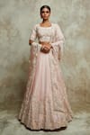 Buy_Prisho_Pink Organza Embroidery Zardozi Bridal Peacock And Floral Lehenga Set  _at_Aza_Fashions