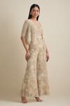 Buy_EEKSHA_Ivory Organza And Net Embroidered Cutdana Jumpsuit Floral With Jacket  _at_Aza_Fashions