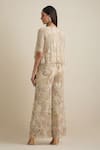 Shop_EEKSHA_Ivory Organza And Net Embroidered Cutdana Jumpsuit Floral With Jacket  _at_Aza_Fashions