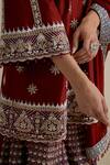 Shop Eeksha Maroon Organza, Net, Crepe Cut Work, Floral Embroidered Kurta Sharara Set Shop_Eeksha_Maroon Organza, Net, Crepe Cut Work, Floral Embroidered Kurta Sharara Set