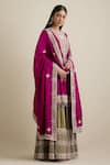 EEKSHA_Magenta Imported Dupion Embroidered Pearl A-line Kurta Sharara Set  _Online_at_Aza_Fashions