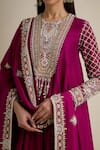 EEKSHA_Magenta Imported Dupion Embroidered Pearl A-line Kurta Sharara Set  _at_Aza_Fashions