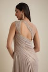 Buy Eeksha Pink Silk, Net Pearls, Crystals, Brooches High Embroidered Draped Corset Dress Buy_Eeksha_Pink Silk, Net Pearls, Crystals, Brooches High Embroidered Draped Corset Dress