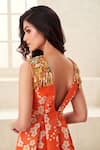 Buy_Taavare_Orange Organza Printed Floral V Neck Embroidered Jumpsuit_Online_at_Aza_Fashions