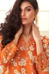 Shop_Taavare_Orange Tissue Organza Printed Floral Notched Embroidered Kurta And Pant Set _Online_at_Aza_Fashions