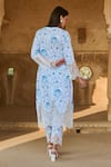 Shop_Sage Saga_Blue Chanderi, Raasa Neel Printed Kurta Pant Set _at_Aza_Fashions
