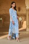 Shop_Sage Saga_Blue Chanderi, Raasa Neel Printed Kurta Pant Set _Online_at_Aza_Fashions