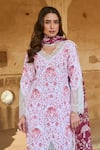 Buy_Sage Saga_Red Cotton Embroidery, Lace V-neck Floral Print And Chantilly Kurta _Online_at_Aza_Fashions