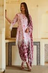 Buy_Sage Saga_Red Lawn Cotton Printed Elephant Round Raasa Kurta _at_Aza_Fashions