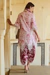 Shop_Sage Saga_Red Lawn Cotton Printed Elephant Round Raasa Kurta _at_Aza_Fashions